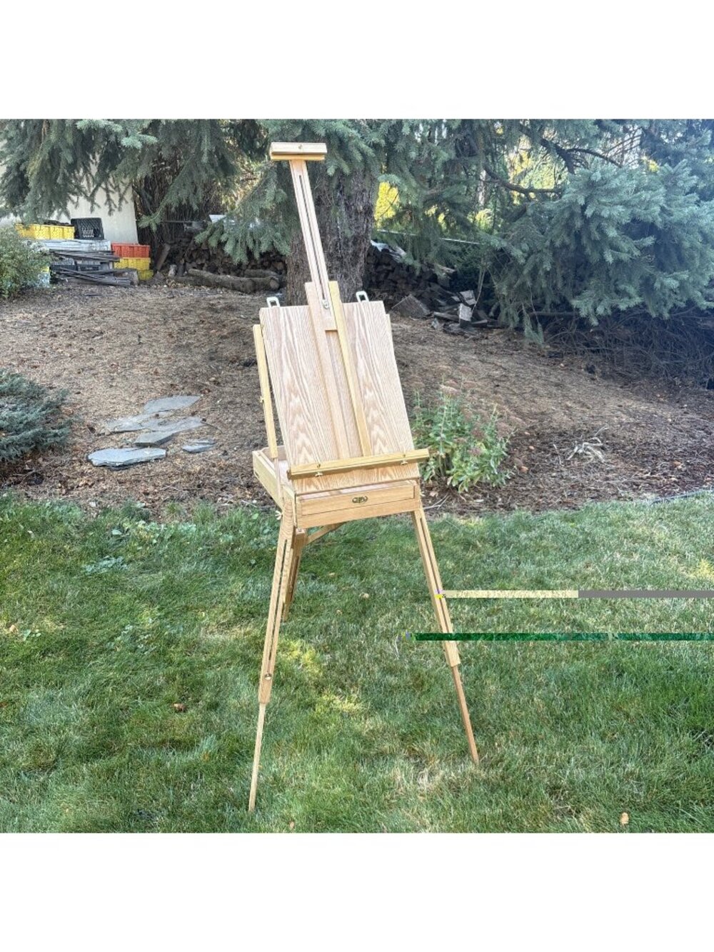 Solid French Oak Field Easel Portable Tripod Sketchbox Travel Case Artist Paint